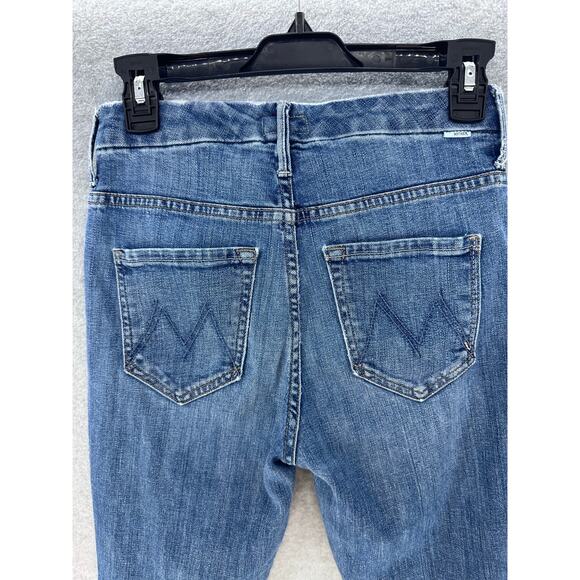 Mother Women sz 25 High Waisted Double Looker Ankle Fray Cotton Denim Skinny - Picture 7 of 16